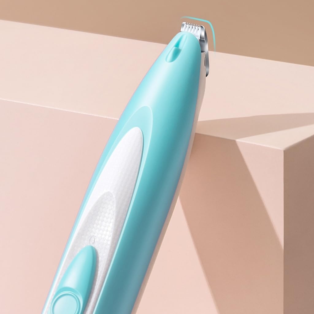 Victoryy pet trimmer being used on a small dog's face showing safe close trimming