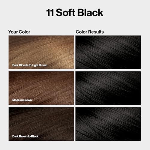 Three pack collection of Revlon ColorSilk Soft Black hair dye with vegan keratin fillers.