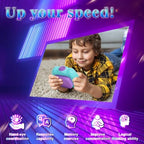 Ergonomic handheld sensory game console side angle displaying the comfortable grip structure.