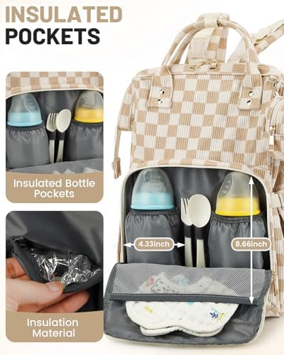 Fufazfo stylish nappy changing backpack displaying the three insulated bottle pockets