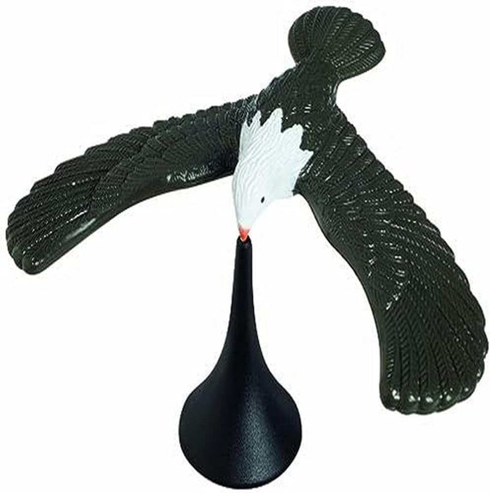 Toysmith Magic Party Trick Balancing Eagle front view balancing on its display stand