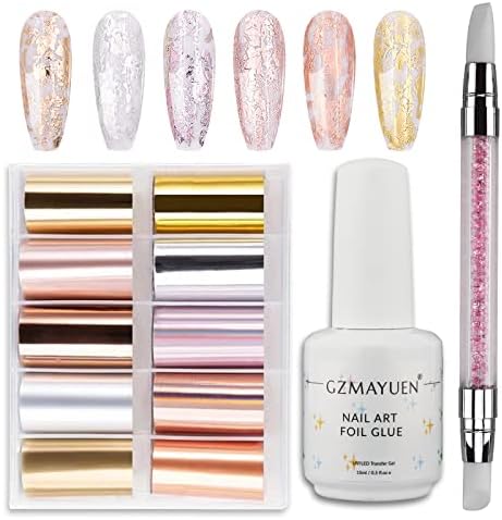Close up of Gzmayuen holographic nail foil sheets
