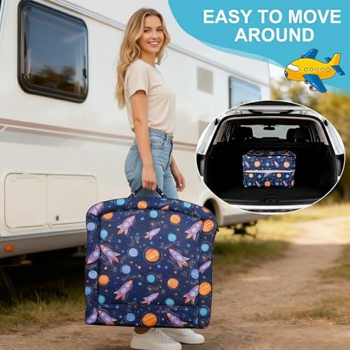 TDKDHoming portable toddler bed packed with blankets inside internal compartment