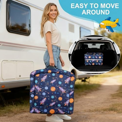 TDKDHoming portable toddler bed packed with blankets inside internal compartment