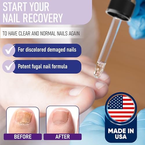 ZanaQuick liquid drops being applied to a thick, discolored toenail.
