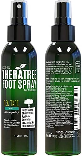 Tea Tree and Neem foot spray bottle for athlete skin relief.