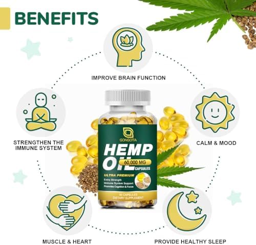 Gongota hemp oil supplement bottle with natural ingredients