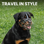 BRONZEDOG leather and metal wire basket muzzle showcasing the complete protective enclosure design