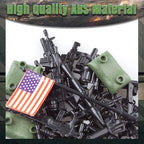 Mini figure scale United States flag and protective barrier parts included in the 24 piece kit