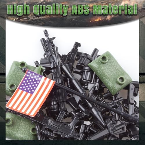 Mini figure scale United States flag and protective barrier parts included in the 24 piece kit