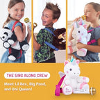 Singing Machine Uni Queen unicorn plush toy speaker highlighting the soft polyester material details.