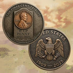 POYIPI nostalgic American history gift coin showcased inside a transparent display case