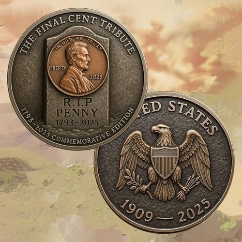 POYIPI nostalgic American history gift coin showcased inside a transparent display case