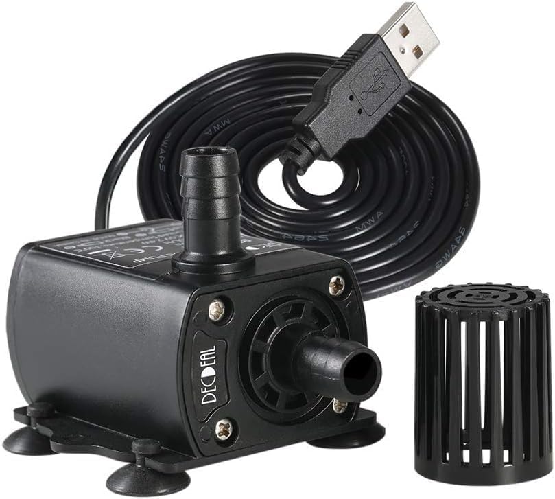 Decdeal submersible pump placed inside an aquarium setting