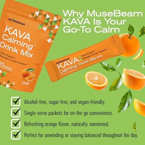 Premium USA imported MuseBeam Kava mix packaging displaying 20 individual packets.