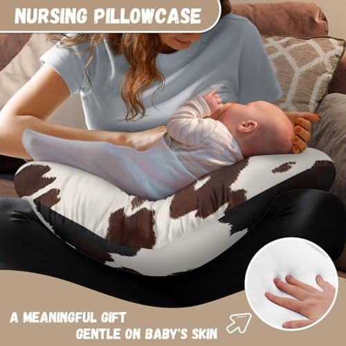 Side profile of baby feeding pillow with removable slipcover