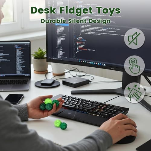 Magnetic fidget balls inside portable storage pouch