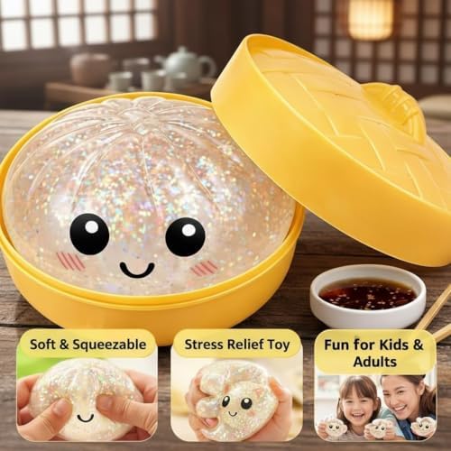 Collection of mystery box dumpling toys in bamboo steamers