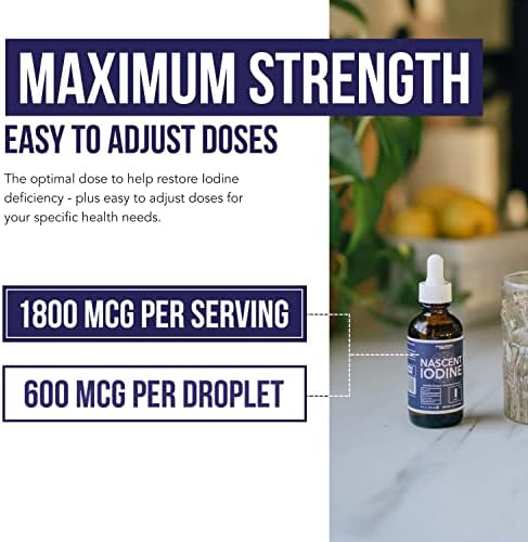 Clear liquid iodine drops being dispensed from a premium glass dropper bottle.
