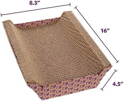 SmartyKat catnip infused cardboard scratcher close up view highlighting the textured tree bark layers.