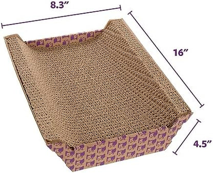SmartyKat catnip infused cardboard scratcher close up view highlighting the textured tree bark layers.