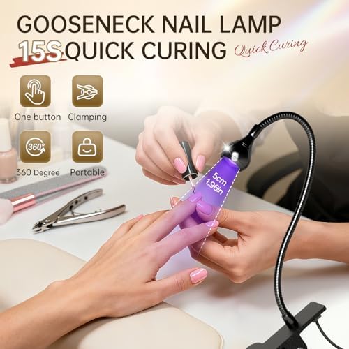 Aoraem manicure dryer lamp showing 360 degree gooseneck flexibility
