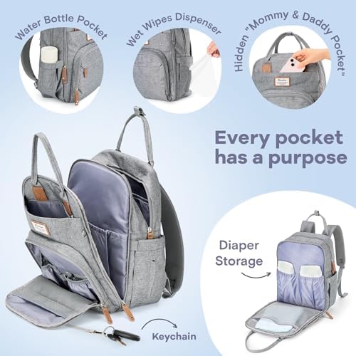 RUVALINO travel baby bag open compartment view displaying large capacity storage and organized pockets