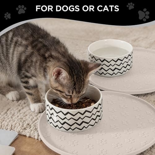 Comtim waterproof feeding mat non slip paw print texture