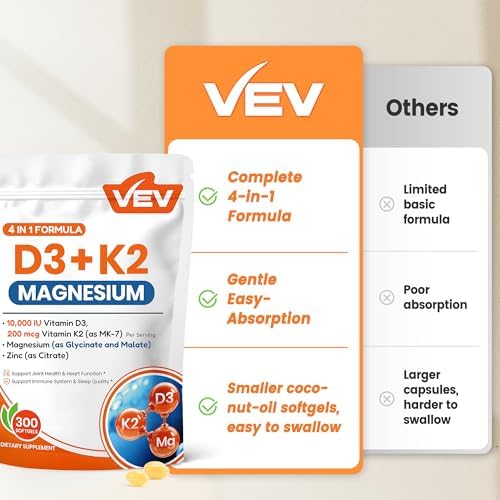 VEV Vitamin D3 and magnesium supplement container side view