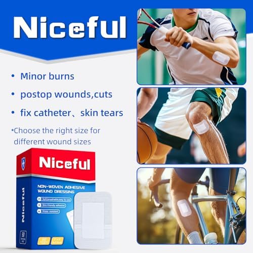 Niceful first aid dressing pads showing non stick absorbent center layer.
