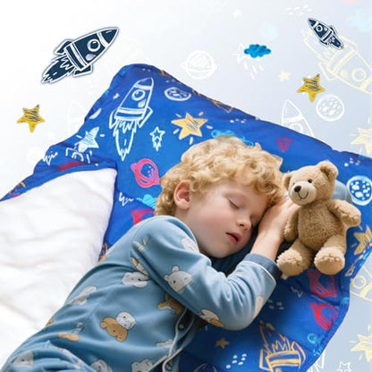 Haleeone lightweight roll up sleeping bag fully opened to demonstrate the fifty inch length.