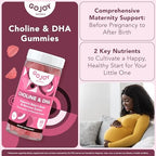 Lifestyle image of pregnant woman holding prenatal supplement gummies