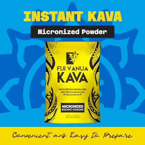 Fiji Vanua Kava instant noble root powder supplement packaging showing nutritional information