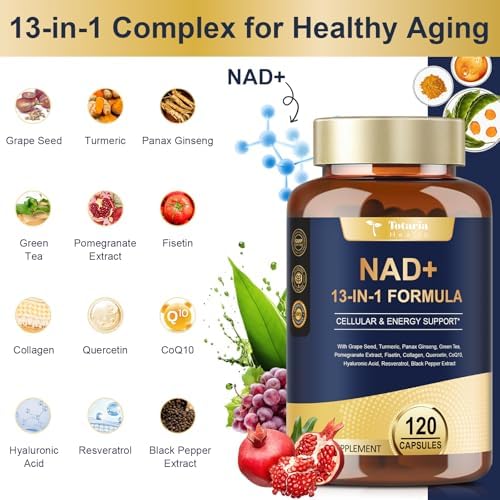 Totaria 13-in-1 NAD formula bottle showing ingredient list