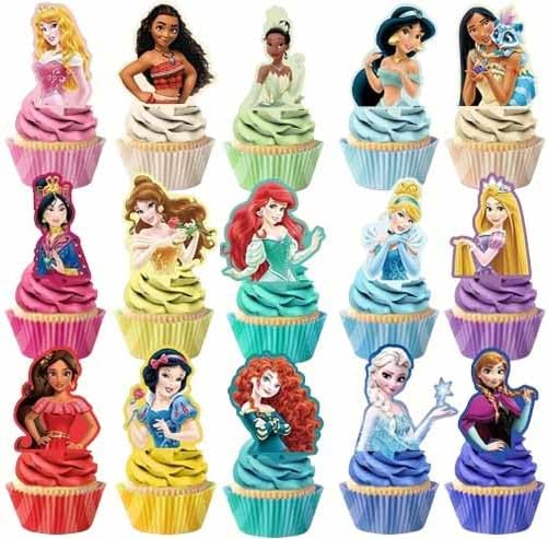 Yoimckay 30 piece princess cartoon cake topper set front view