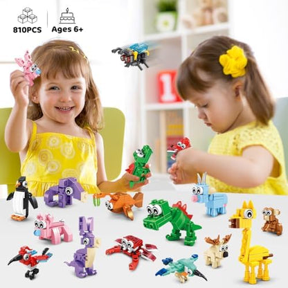 Assortment of forty-five unique land and marine animal figures constructed from the 810 piece set.