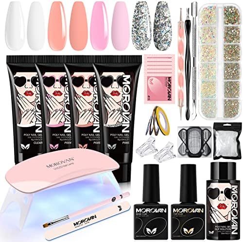 Morovan poly gel nail extension tubes in pink and clear