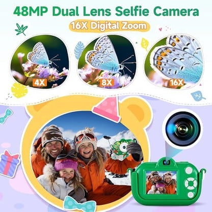 YEEHAO 48MP dual lens children photography device with included thirty two gigabyte micro SD card accessory