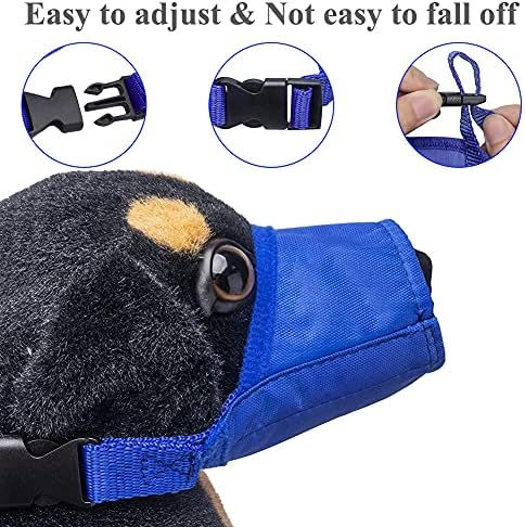 Lightweight blue Oxford cloth pet muzzle demonstrating flexible and comfortable material texture.