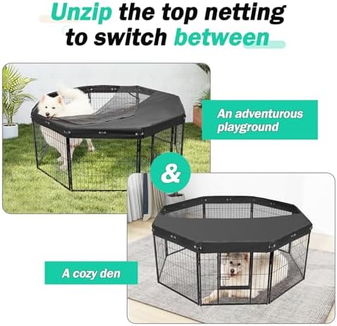 Sixteen ball bungee cords fastening the universal pet playpen cover to a wire frame.