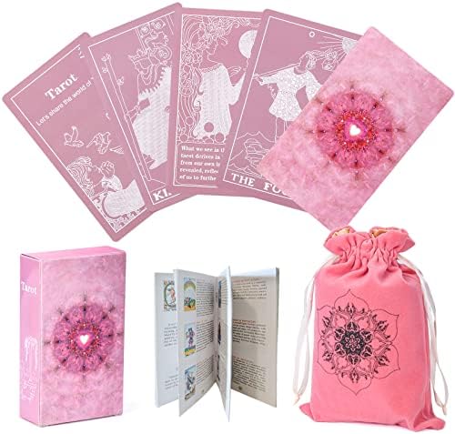 Hand holding Erbacan pink tarot cards for shuffling