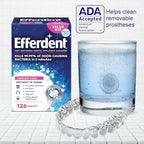 Efferdent 126 count denture tablets box highlighting antibacterial germ protection