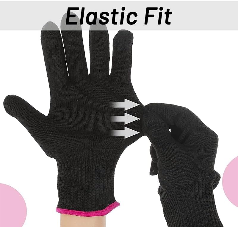 Women hair styling thermal protection hand glove close up view