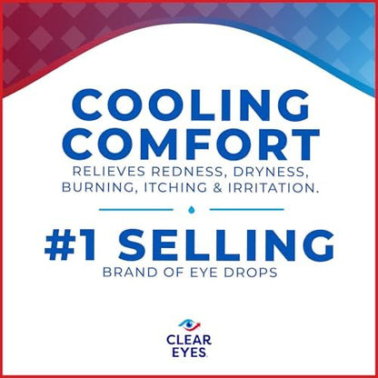 USA imported Clear Eyes Cooling Comfort bottle showing active ingredients.