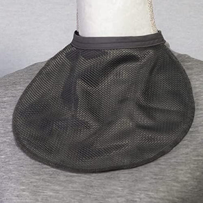 Breathable mesh fabric detail of ROMET laryngectomy stoma guards.