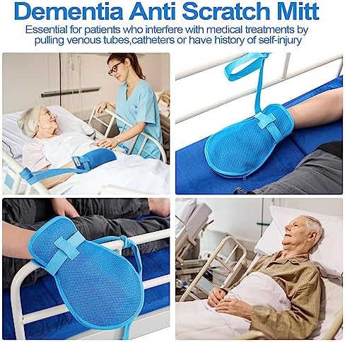 Medical extubation prevention mitts with front zipper for finger monitoring.