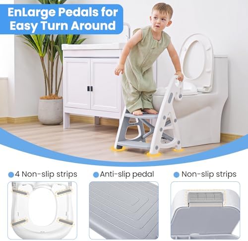Primlect two in one potty chair disassembled for use as a kids bathroom step stool.