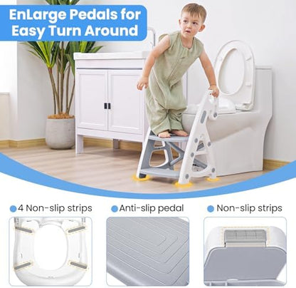 Primlect two in one potty chair disassembled for use as a kids bathroom step stool.