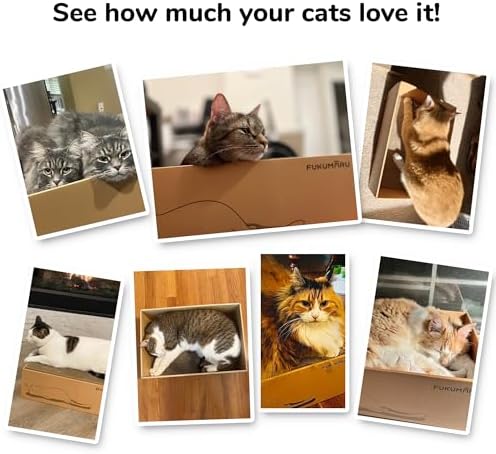 Side angle of Fukumaru cat scratching board set for indoor cats