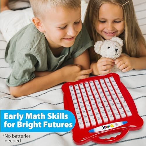 Angled view of the lightweight mechanical times table learning chart for kindergarten and home school setups.